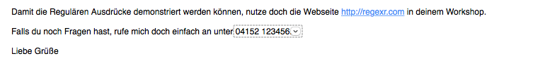 Mail URLs und Telefonnummern